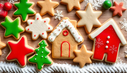 Christmas cookies, isometry. White tone