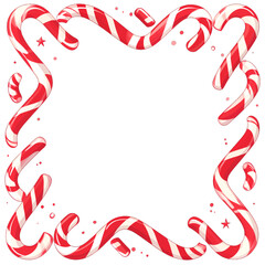 Obraz premium Festive Candy Cane Frame with Red and White Stripes