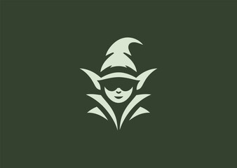 A unique minimalist goblin silhouette logo, delivering a touch of fantasy with sharp and clean edges.