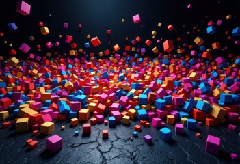 Obraz premium Colorful cubes create a vibrant abstract scene.