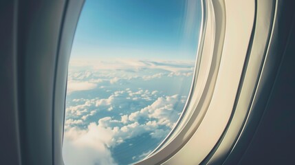 Captivating Aircraft Windows: Frames of Sky, Clouds, and Landscape Views from Commercial Jets, Featuring Oval Designs, Plexiglass Panes, and In-Flight Perspectives, Ideal for Travel Photography, Aviat