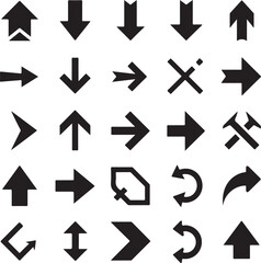 Black Arrow Icon Set: Vector Illustration of Direction Symbols