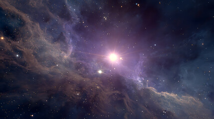 Vibrant Purple Nebula with Bright Star in Dark Space
