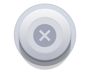 cancel or cross on grey button icon in transparent