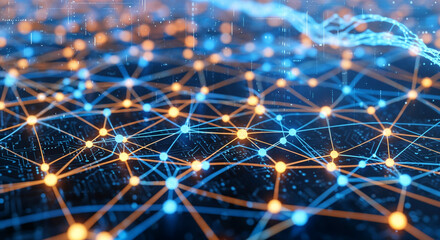 Abstract digital network connection, data flow, communication, and technology background