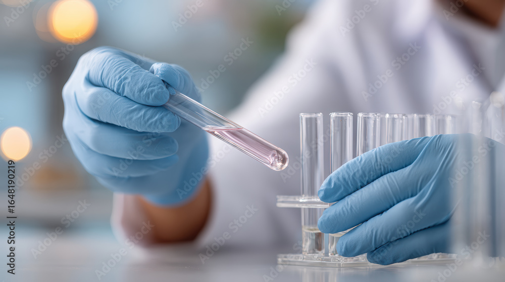 Poster crime scene investigators follow evidence based procedures in laboratory focusing on sample analysis