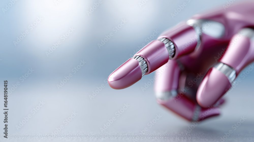 Aufkleber robotic hand finger pointing with precision. an interactive cyborg character giving hint. future tec