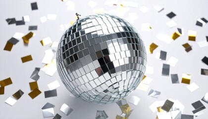 Dazzling Silver Disco Ball Mosaic with Confetti