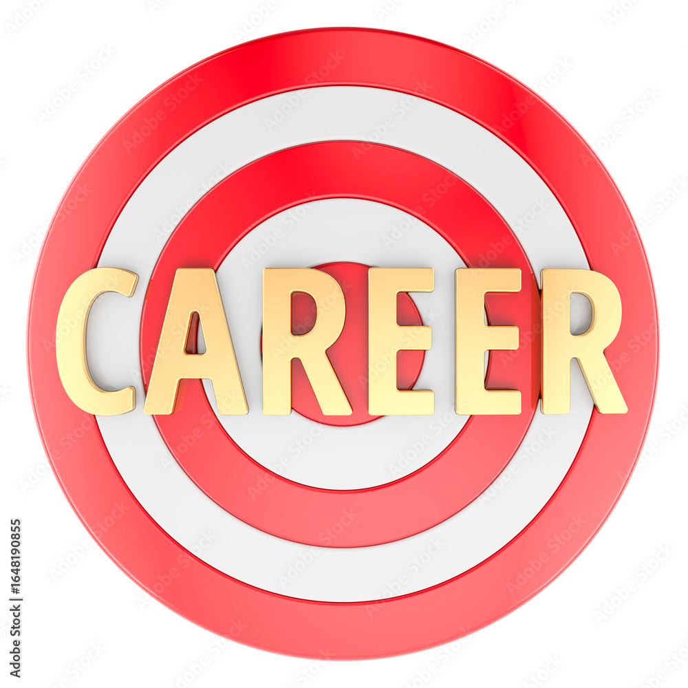 Aufkleber career concept with target. 3d rendering