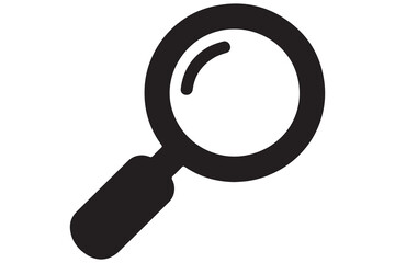Magnifying glass silhouette icon isolated on white background for search and zoom concepts
