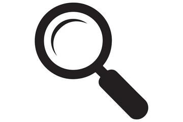 Magnifying glass silhouette icon isolated on white background for search and zoom concepts
