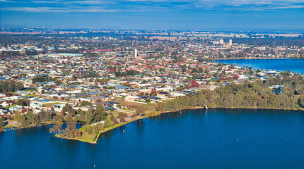 Rooftop pattern leads down to Yarrawonga lake frontage