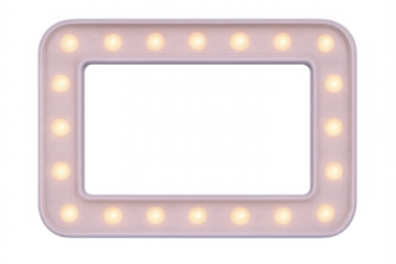 Glowing light bulbs illuminating translucent rectangular pink frame, providing sleek design element with modern graphic aesthetic