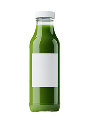 Minimalist Green Juice Bottle Mockup with Blank Label on Transparent Background
