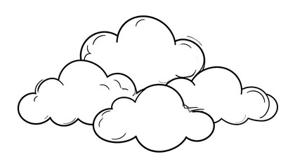 Simple black and white cartoon clouds