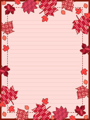 秋の和風のデザインテンプレート、罫線入り便箋