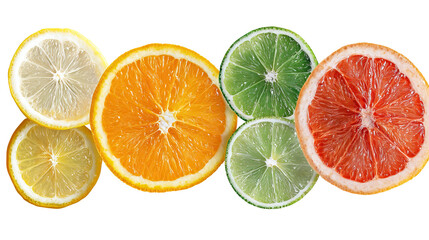 Fototapeta premium Collection of citrus slice wheels isolated on white background on transparent background