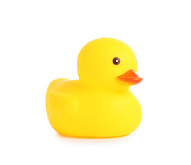 One cute rubber duck isolated on white