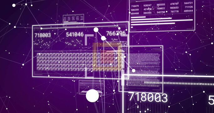Displaying interface panel in virtual network, with keyboard layout, nodes and numeric data windows