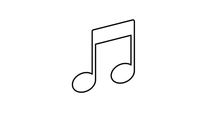 Illustration of a single eighth note with a stem and two flags in black outline on white background