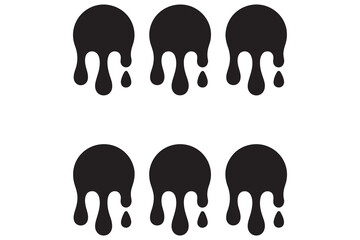 Black dripping liquid silhouette icon in minimal style, abstract liquid drop illustration, editable design on white background
