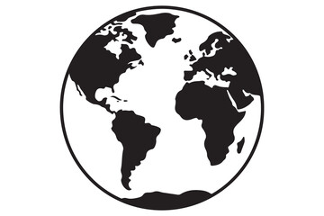 Simple black world globe map silhouette illustration design
