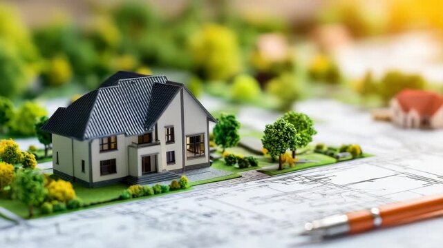 Detailed house plan with model of