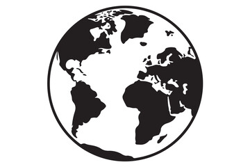 Earth globe silhouette vector icon isolated on white background
