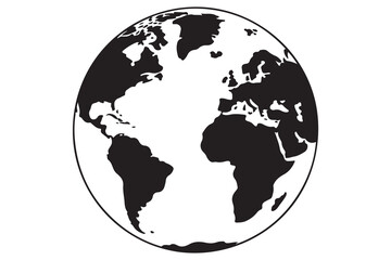 Earth globe silhouette vector icon isolated on white background
