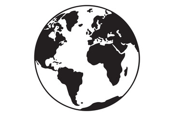 Earth globe silhouette vector icon isolated on white background
