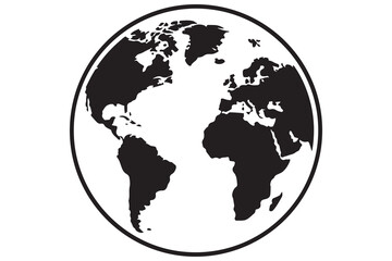 Earth globe silhouette vector icon isolated on white background
