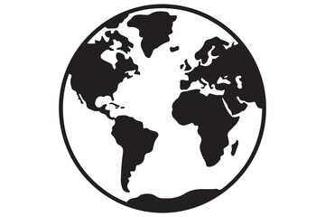 Earth globe silhouette vector icon isolated on white background
