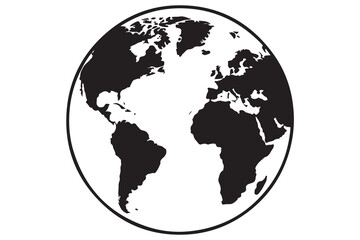 Earth globe silhouette vector icon isolated on white background
