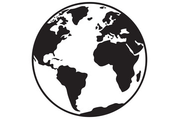 Earth globe silhouette vector icon isolated on white background
