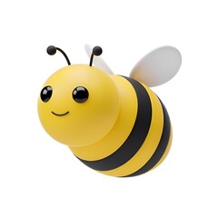 Obraz premium Cute 3D Cartoon Bee Character Flying on White Background
