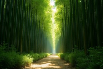 Fototapeta premium Serene Path Through a Bamboo Forest