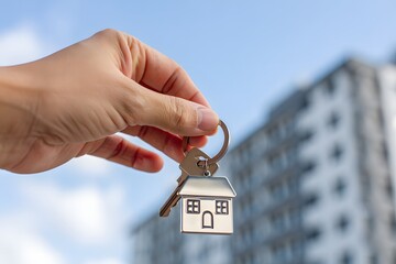 Woman holding key to new home
