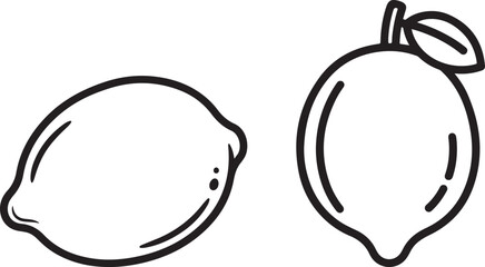 Lemon fruit vector illustration. Graphic design of lemons in black and white.