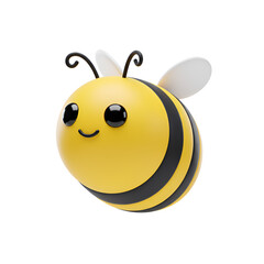 Obraz premium Cute 3D Cartoon Bee Character Isolated on White Background