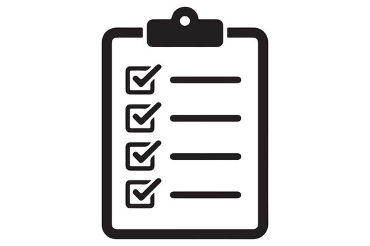 Simple checklist clipboard silhouette icon minimalist vector illustration isolated on white background
