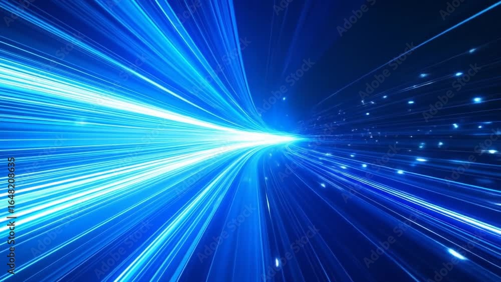 Aufkleber abstract blue light streaks creating tunnel effect speeding through space data network and transfer 