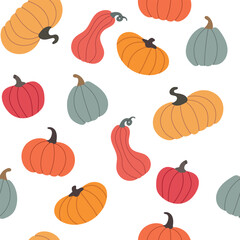 Autumn colorful pumpkin seamless pattern background for packaging and decoration