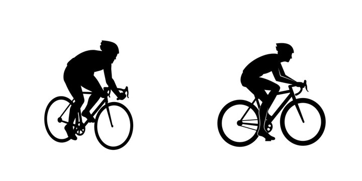 Cyclists Riding Silhouettes. Dynamic poses, minimalistic, black, transparent background. Sport, fitness, active lifestyle, recreation. For cycling events, sports apps, health blogs