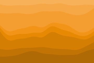 An abstract background features smooth, undulating waves in a warm gradient of orange and brown tones, creating a calming and organic visual texture.