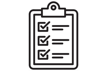 Simple checklist clipboard silhouette icon minimalist vector illustration isolated on white background

