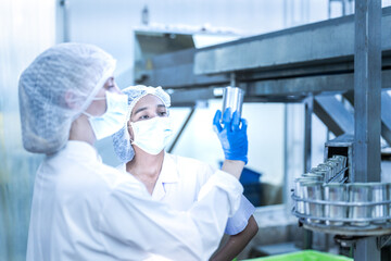 Food and manufacturing researchers oversee seafood production lines in tightly controlled factories...