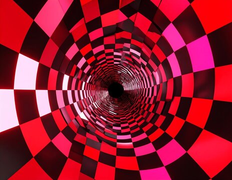 Checkered tunnel with vibrant colors - Powered by Adobe