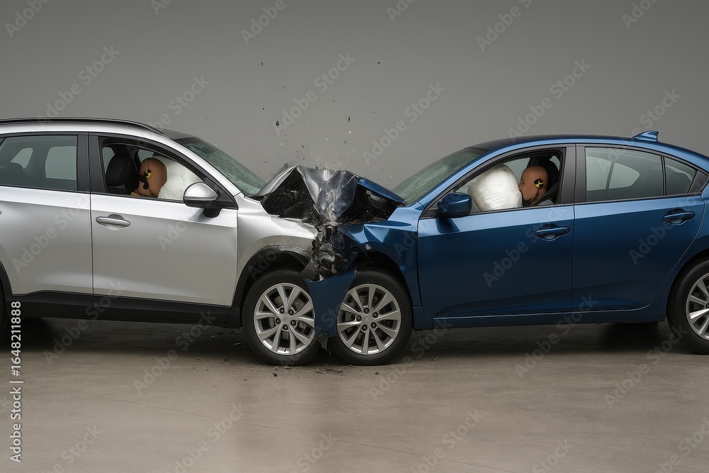 Poster high-impact automotive collision simulation demonstrating advanced safety testing protocols