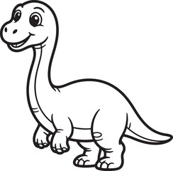 Fototapeta premium Cute Long-Neck Dinosaur Line Art Playful Dino Outline for Kids and Learning Graphics