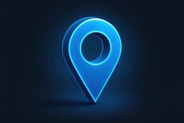 Modern GPS navigation pin icon with glowing blue location marker effect
